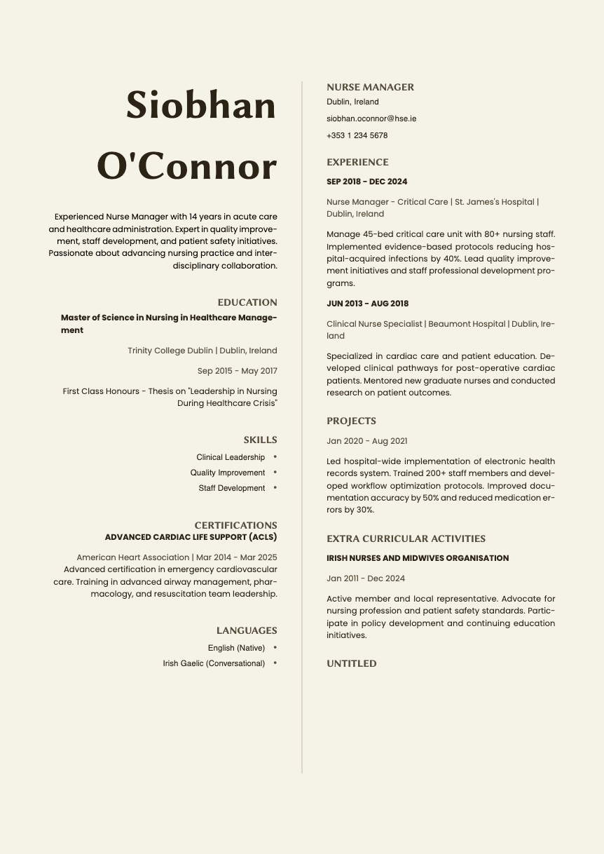 Amber - Resume and CV template preview, professional ATS-friendly design