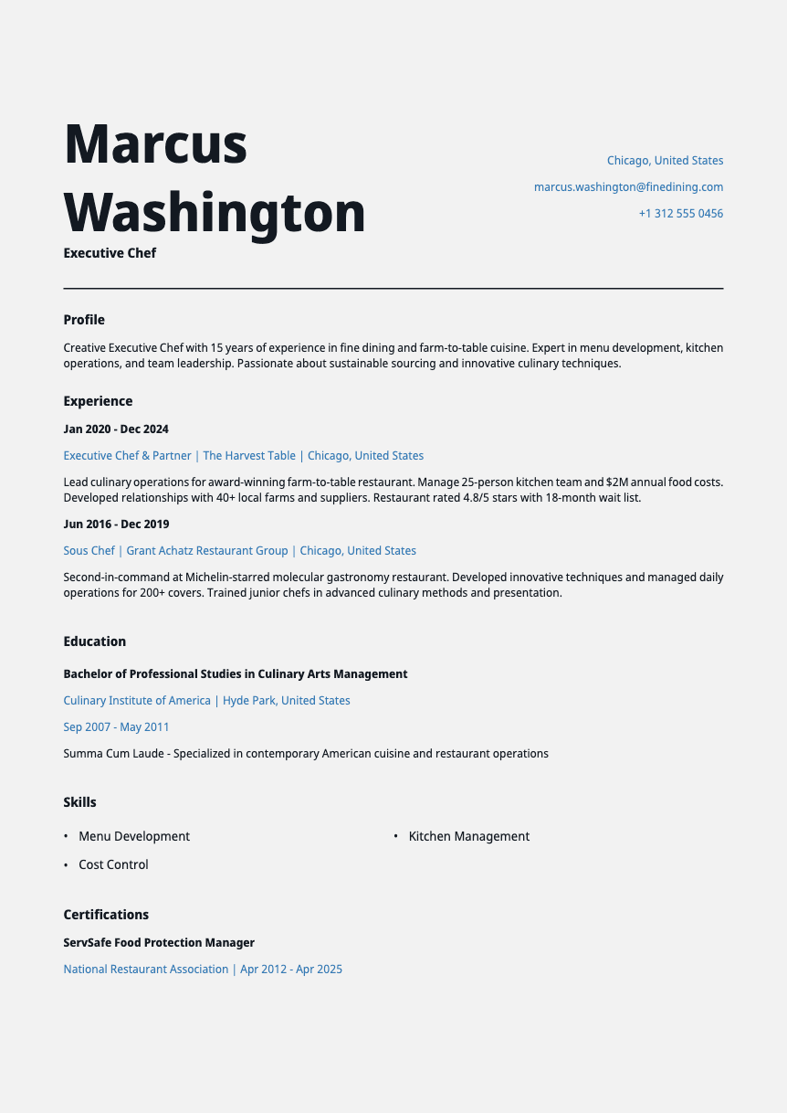 Cobalt - Resume and CV template preview, professional ATS-friendly design