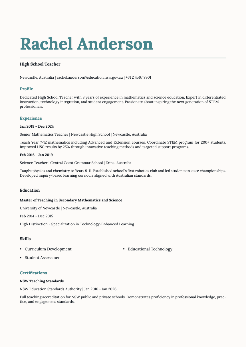 Nickel - Resume and CV template preview, professional ATS-friendly design